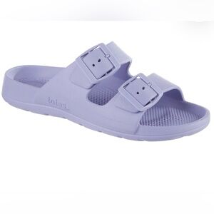 Totes Womens Purple Casual Round Toe Slip On Slide Sandals New